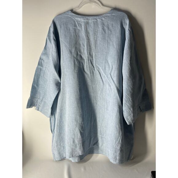 Lands' End Light Blue Chambray 100% Linen Tunic Top w Pockets Plus Size 2X - Picture 6 of 6
